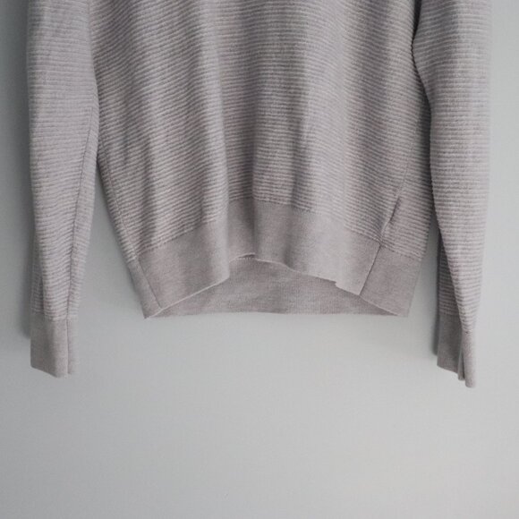 Club Monaco 100% Wool Lrg Grey Neutral V-Neck Ribbed Collar Pull On Sweater - Picture 9 of 13